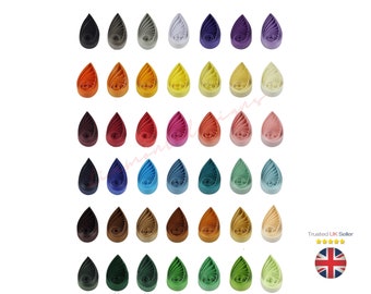 Puede incluir: Surtido de 40 formas de lágrima de papel quillado en varios colores, incluidos rojo, azul, verde, amarillo, naranja, morado, rosa y marrón.