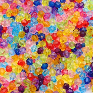 Mixed Acrylic 4mm Faceted Bicone Beads Craft Jewellery Beading