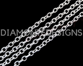 1 Metre's Silver Plated Dainty Chain 3mm x 2mm Links Craft Beads Jewellery A345