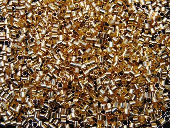 Gold Plated Tube Crimp Beads Jewellery Findings Craft UK