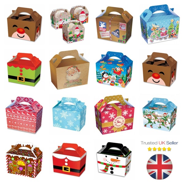 Children's Xmas Boys Girls Christmas Kids Gift Box Party Food Lunch Boxes Treat UK