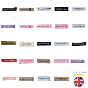 20 Pcs Fabric Woven Labels Sew On Garment Label Handmade Craft Tags Handmade UK