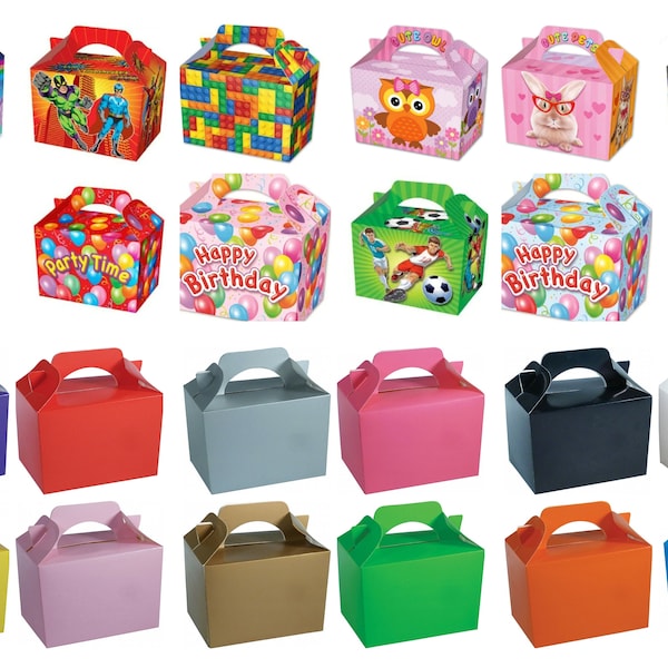 Party Food Boxes Loot Lunch Cardboard Gift Children's Kids Happy Birthday UK