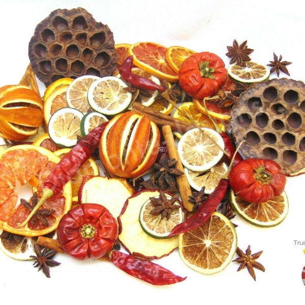 Mixed Natural Dried Fruit Scented Christmas Pot Pourii Chillies Orange Slices Wreath Cinnamon XMAS Garland Halloween