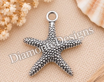 10 Pcs - 19mm Tibetan Silver Star Fish Starfish Charms Pendant Beading K166