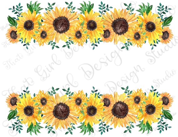 Watercolor Sunflower Border Png / Sublimation Tumbler Design / - Etsy