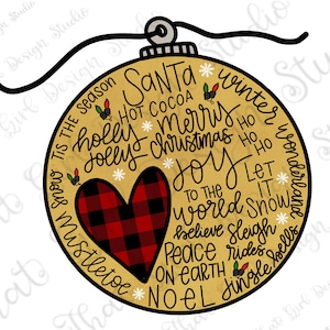 Christmas Ornament Sublimation Png, Buffalo Plaid, Wall Art Typography, DIGITAL DESIGN, DOWNLOAD, Hand Drawn, jpg,printable