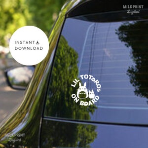 Lil Totoros Baby On Board Sign SVG Cute Outline Cricut Silhouette Cut File Vinyl Laser Engraver