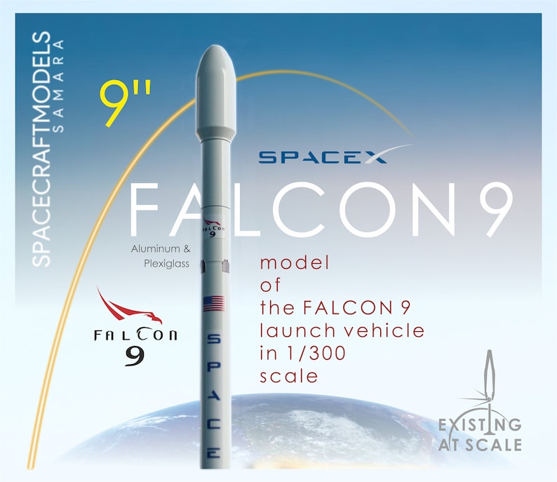 Falcon 9 Interior Design Falcon rocket SpaceX,Office decor,Mars Elon Musk Space Art scale 1300 Unique Gift