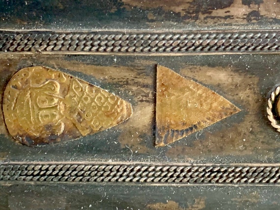 Rectangular brass Middle Eastern pin with scarab-… - image 6