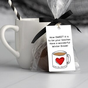 Editable Hot Cocoa Student Gift Tags, Hot Chocolate Holiday Gift, Teacher Gift Winter Break and Christmas, DIGITAL DOWNLOAD