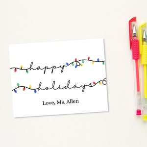 Personalized Teacher Christmas Card, Student Holiday Gift, Winter Break Gift, Holiday Lights, DIGITAL DOWNLOAD
