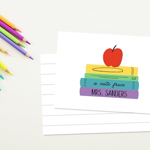 Personalisierte Lehrer Notiz, bearbeitbares Briefpapier, bunte Bücher, Lehrer Wertschätzung Geschenk, DIGITAL DOWNLOAD