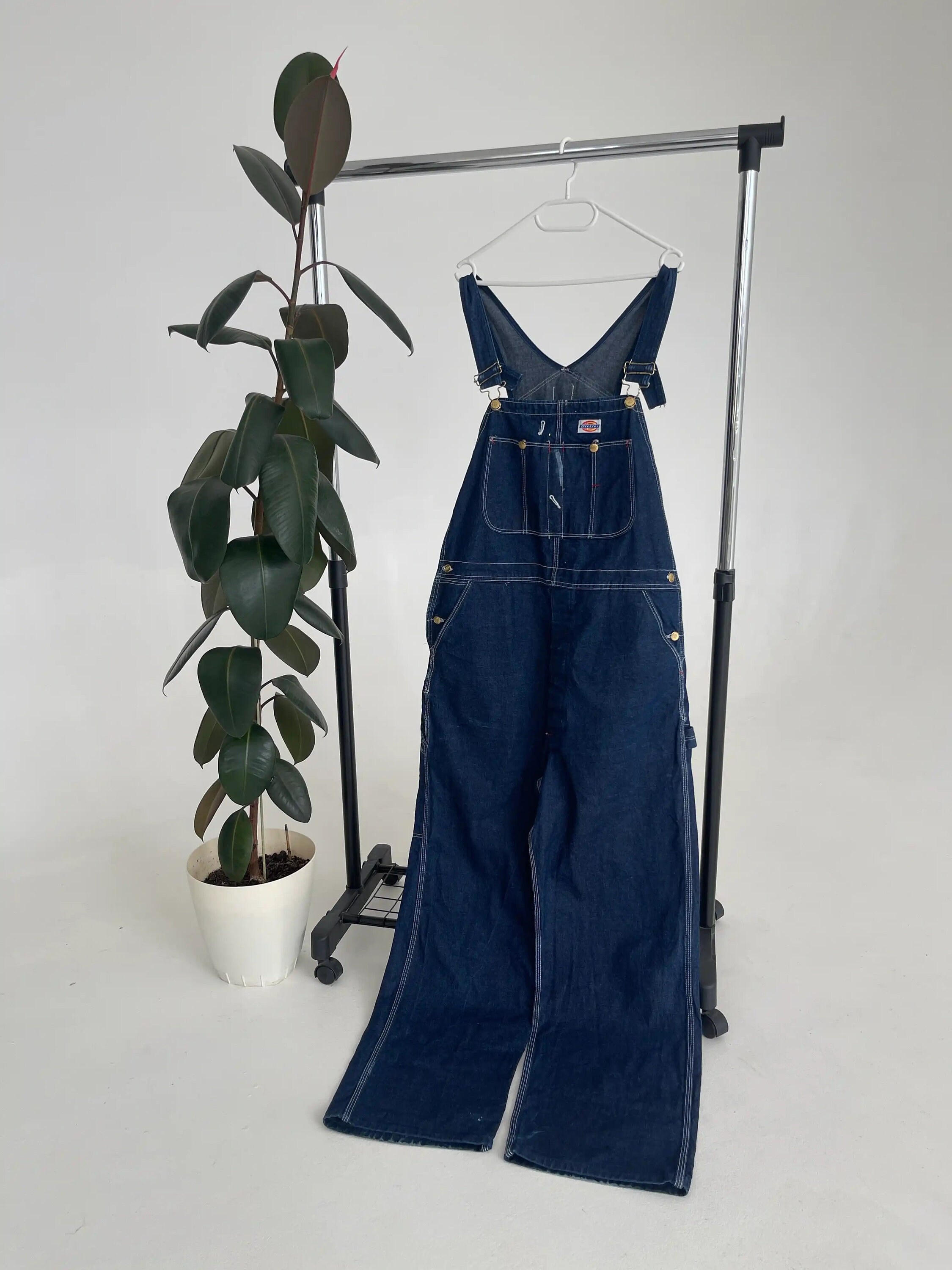 Retro Cargo Overalls Navy Deck Denim Bib Overalls Washed Denim Straight  Jeans Japanese Men's Pocket Jumpsuit Trendy Street Wear