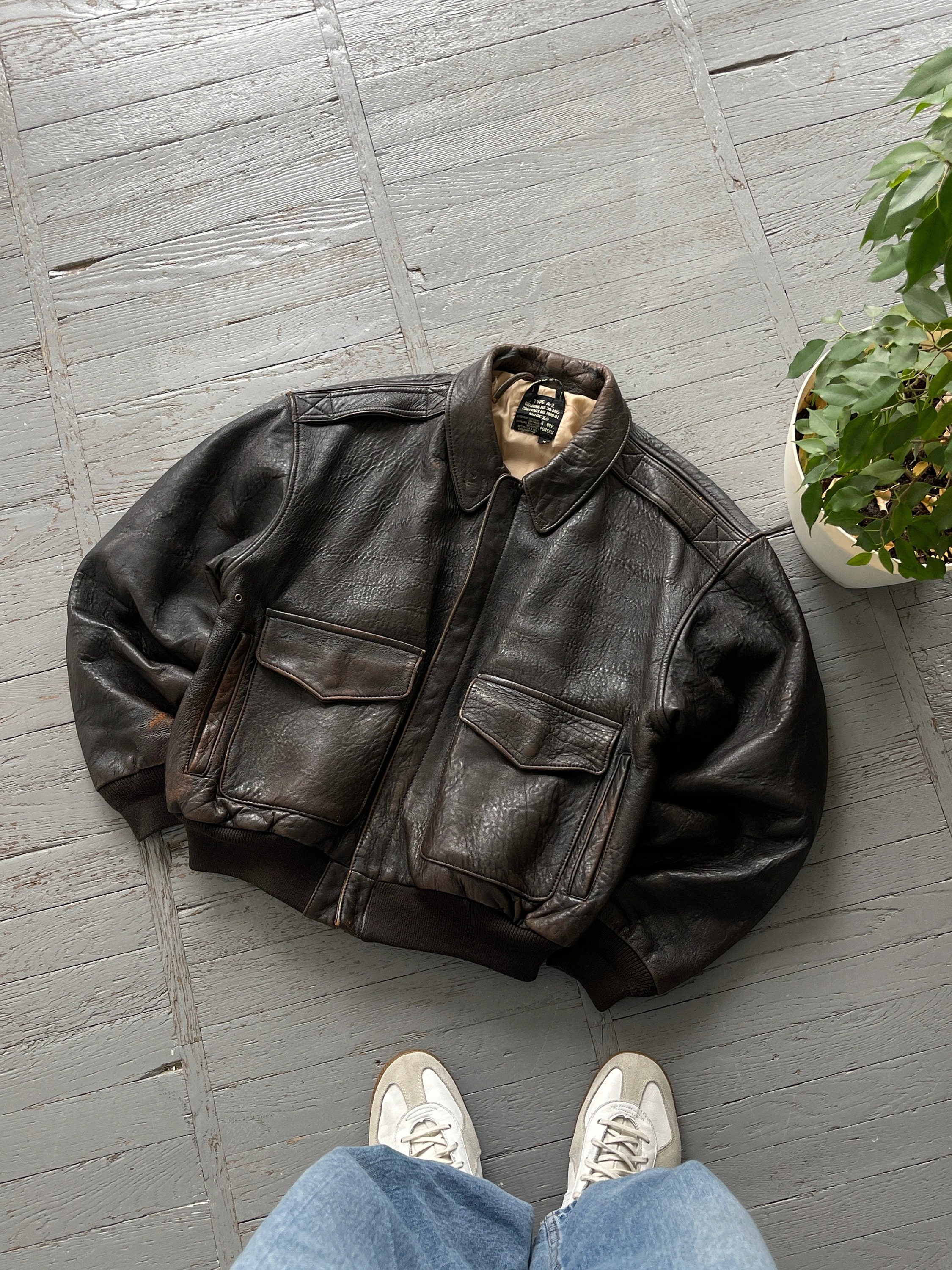 90's AVIREX A-2 TYPE Leather Flight Jacket 90年代