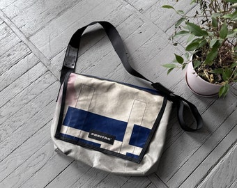 Freitag Recycled Messenger Vegan Eco Recycle Umhängetasche Beige Blau Einheitsgröße