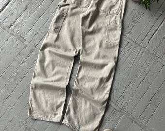 Vintage Unisex Carhartt Workwear Carpenter Single Knee Relaxed Work Pants Beige Size 31