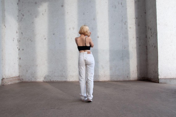 90s 80s Vintage White Denim Levi’s 501 High Waiste