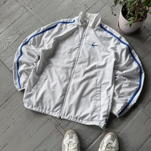 Vintage Nike Full Zip Track Jacket Like TN White Blue Vintage Nike Full Zip Track Jacket Like TN White Blue