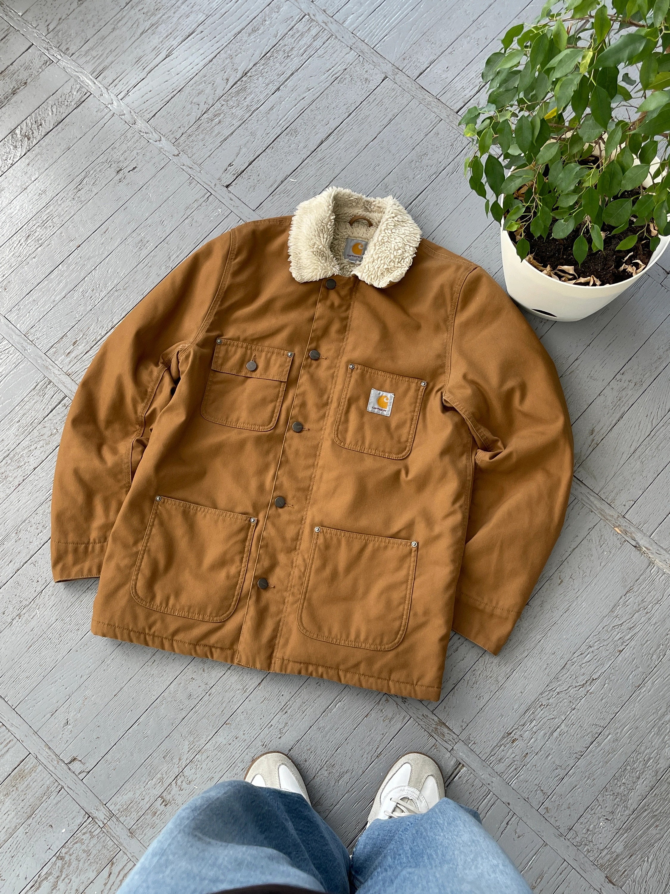 Carhartt WIP Phoenix Coat Camel Brown Washed Denim Work Jacket - Etsy