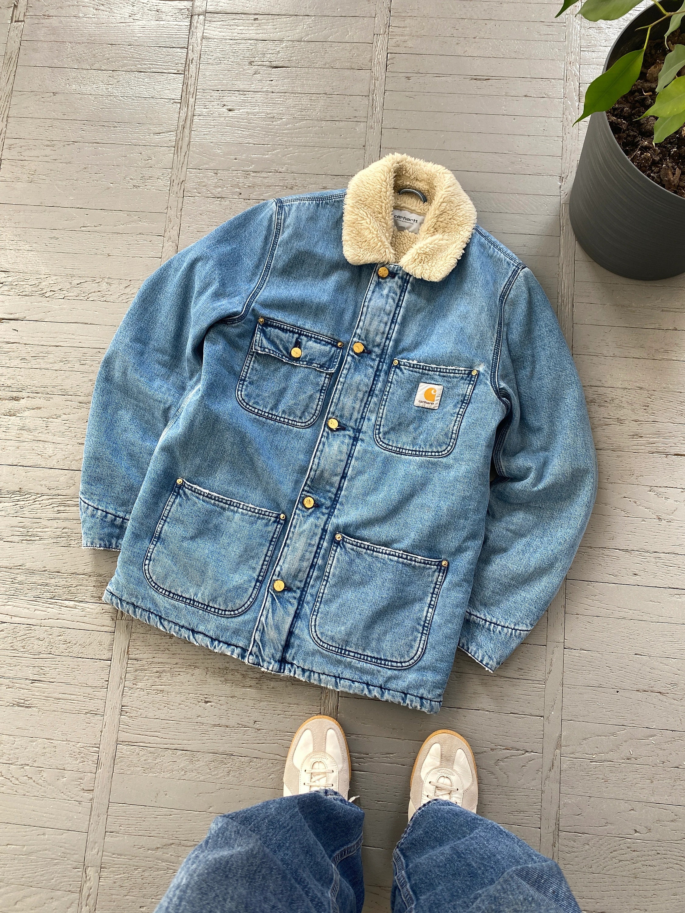 Carhartt WIP Phoenix Coat Blue Washed Denim Work Jacket Size M Medium