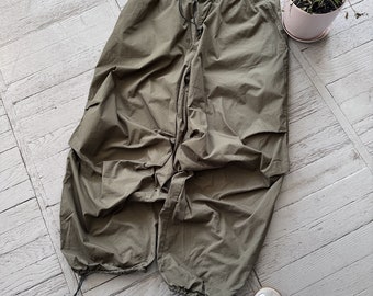 Pantalon de survêtement Baggy Parachute Gorpcore en nylon vintage Y2K Vert olive Taille 32