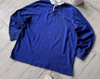 Chemise décontractée de rugby preppy Polo Ralph Lauren Bleu royal Taille XL