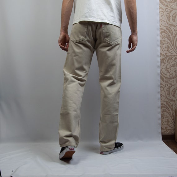 Vintage Levi’s 501 Beige Tan Denim Straight Fit Je