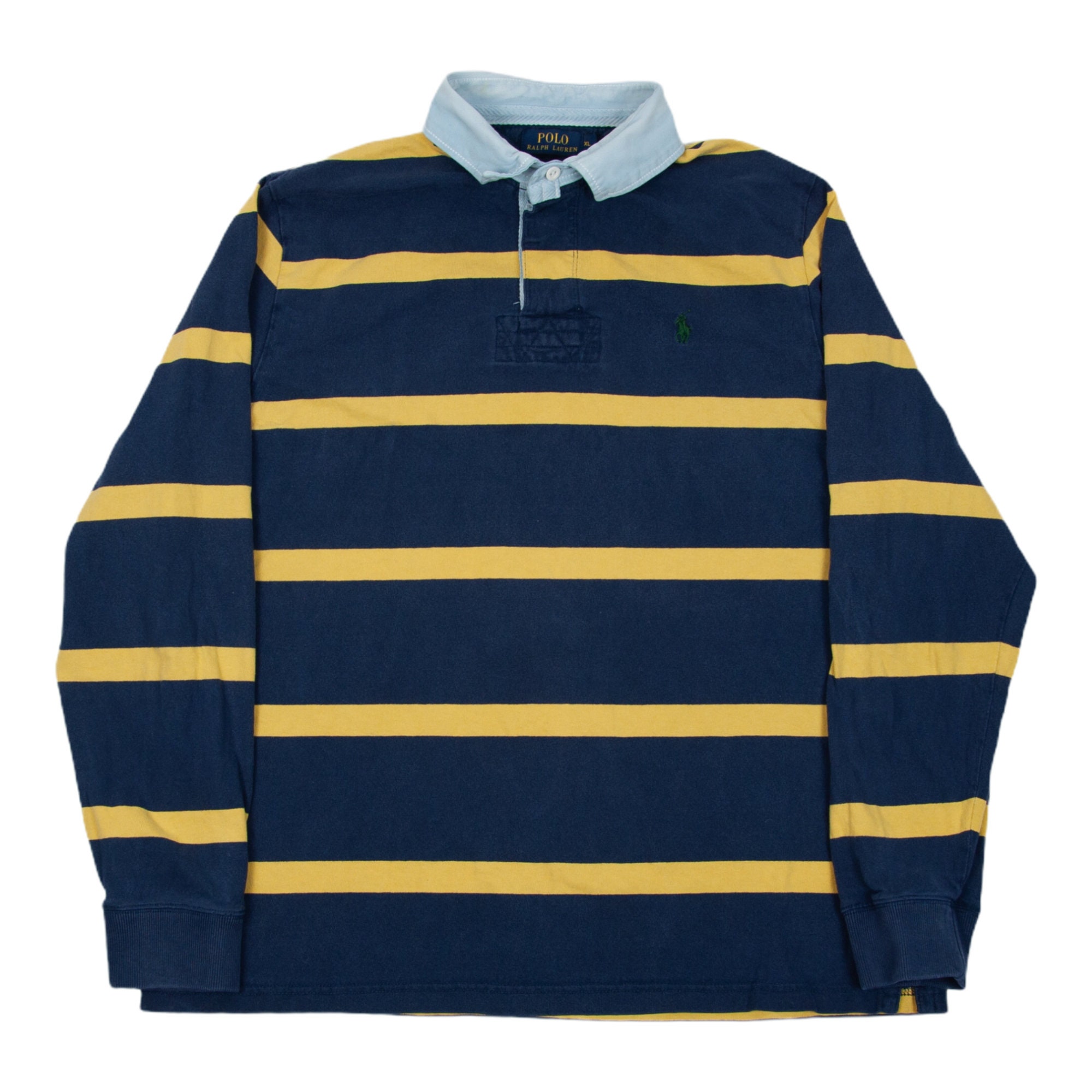 Vintage Polo Ralph Lauren Stripe Rugby Shirt Blue Yellow XL | Etsy