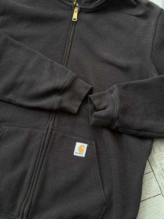 Vintage Carhartt Full Zip Cotton Hooded Jacket Bl… - image 5