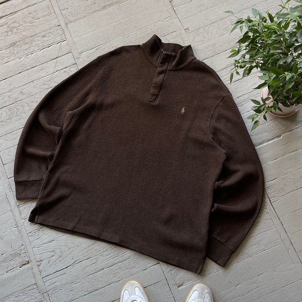 Vintage Polo Ralph Lauren 1/4 Zip Sweatshirt Brown XL