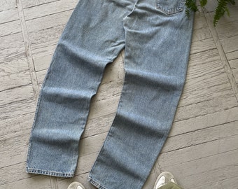 Vintage 90er Jahre Herren Levi's 540 Washed Blau Gerades Bein Regular Fit Denim Jeans Größe 36x34