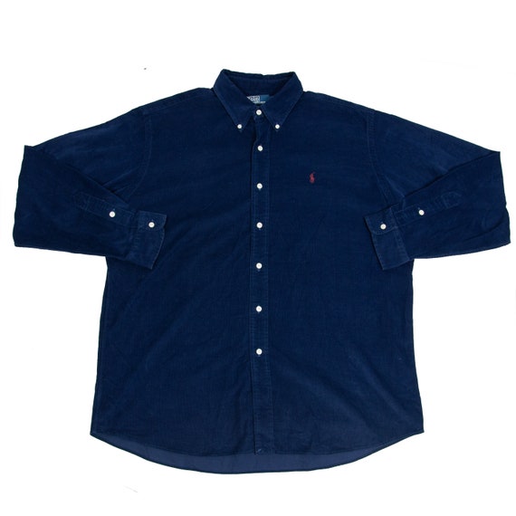 Vintage Polo by Ralph Lauren Corduroy Shirt XL Blu