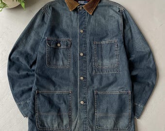 Vintage 80s Polo Ralph Lauren Denim Chore Jacket Size L - Etsy Vintage 80s Polo Ralph Lauren Denim Chore Jacket Size L - Etsy
