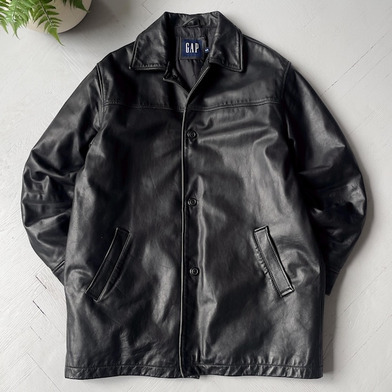 ジャケット・アウター old GAP leather jacket black 90s 00s s-l400.jpg