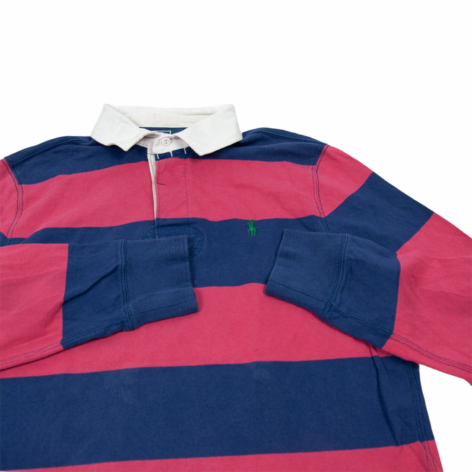 Vintage Polo Ralph Lauren Striped Rugby Shirt L Pink Blue Etsy