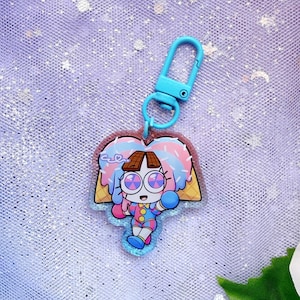 TADC The Amazing Digital Circus Keychains 1.5 inch Colorful Clear Double Sided Acrylic Colorful Clasps Pomni Candy
