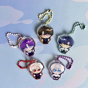 Love and Deepspace Clear Acrylic Epoxy Keychain 1 inch Clear Double Sided Acrylic Xavier Zayne Rafayel Sylus Caleb