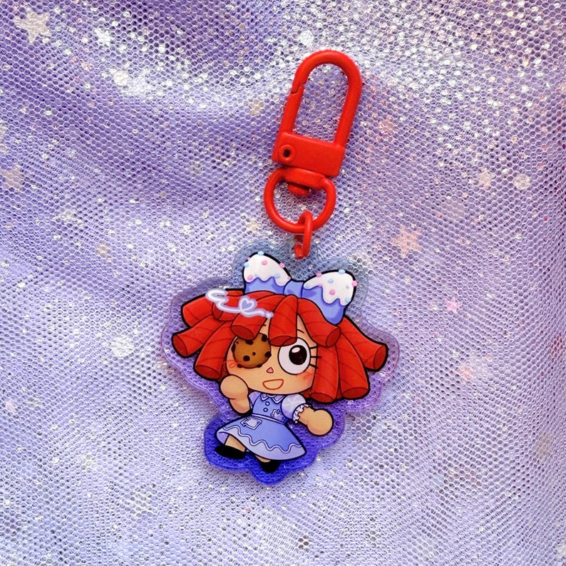 TADC The Amazing Digital Circus Keychains 1.5 inch Colorful Clear Double Sided Acrylic Colorful Clasps Ragatha Candy