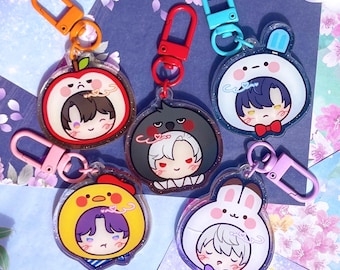 Love and Deepspace Acrylic Keychains: Double Sided Clear Epoxy Colored Acrylic Glitter Colorful Clasps