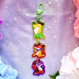TADC The Amazing Digital Circus Keychains 1.5 inch Colorful Clear Double Sided Acrylic Colorful Clasps Gummy Goo Friends