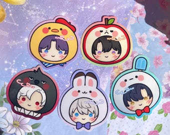 Pegatinas de amor y espacio profundo: vinilo mate brillante troquelado - Xavier Zayne Rafayel Sylus Caleb Lindo tablero de colores Chibi