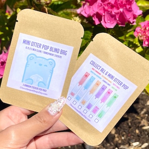 Mystery Blind Bag Mini Otter Pops Clear Holographic Effect Stickers - 3 stickers per Bag (Random) - Ice Popsicles, Ice Sticks, Otter Sticker