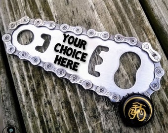 Customizable Bike Chain Bottle Opener - Upcycled Bicycle Barware