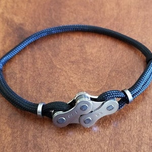 Diamond Bracelet for Cyclists Reclaimed Bike Chain w/ Paracord Upcycled Repurposed image 7