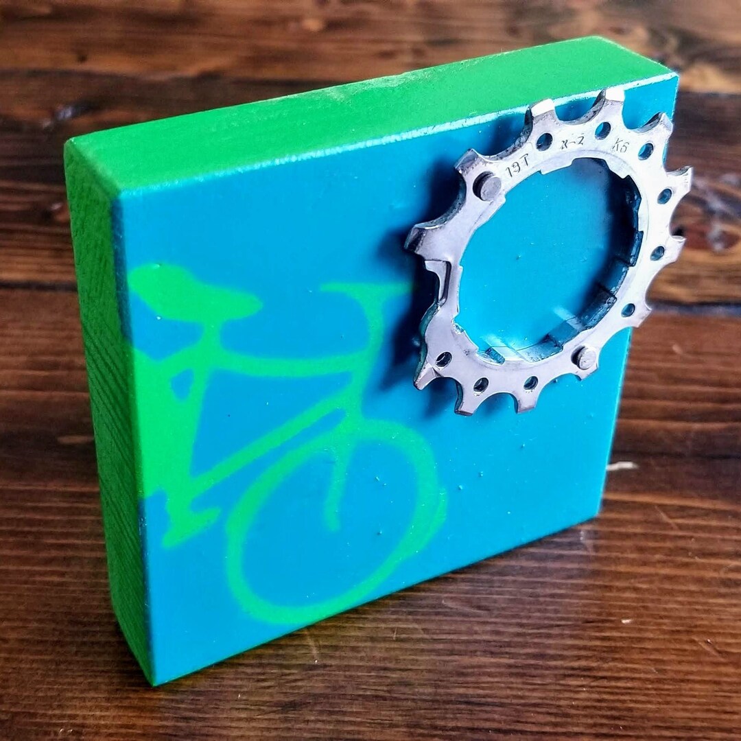 Bike Gear Art, Reclaimed Wood, Bike Cog, Bicycle Sprocket Art, Display