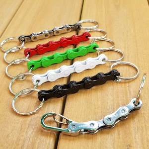 UpCycled Bicycle Chain Keychain, Variety of Colors, Bike Keyring repurposed,