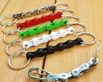 UpCycled Bicycle Chain Keychain, Variety of Colors, Bike Keyring repurposed,
