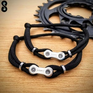 Reclaimed Bike Chain Bracelet for Bicyclists | Repurposed Bike Parts & Paracord | Upcycled Mountain Bicycle Charm| Biker Gift