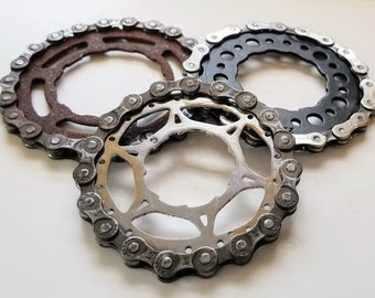 Drink Coaster Steampunk Bike Gear & Cog , Recycled Bicycle Chain and Cog.